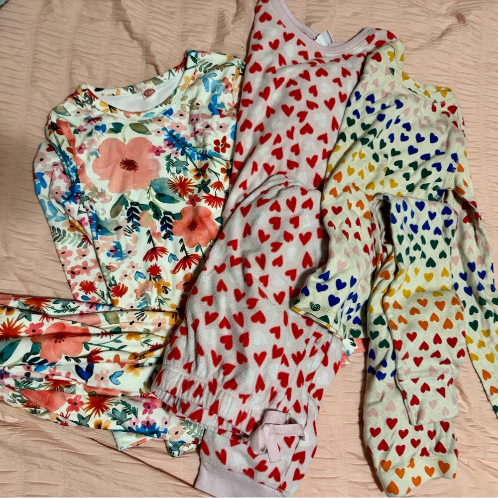 Old Navy Kids Pajama Set with Floral and Heart Patterns